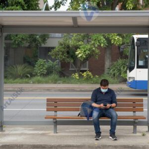 Остановка автобуса в пригороде