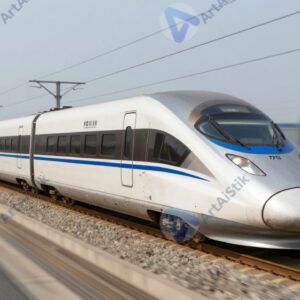 Современный скоростной поезд на высокоскоростной линии.