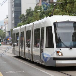 Лёгкое метро/монорельс над городской улицей.