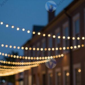 Гирлянда над улицей вечером