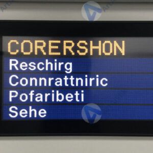 Электронное табло в вагоне метро с названием текущей станции.