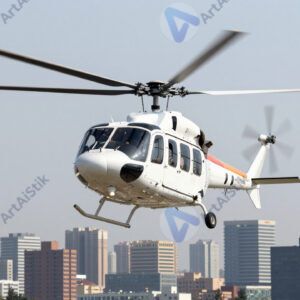Вертолёт в воздухе над городом