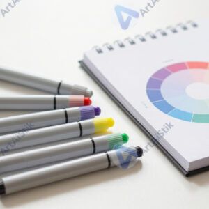 Набор ярких маркеров на белом столе