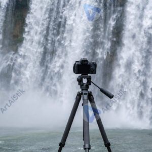 Камера на штативе у водопада