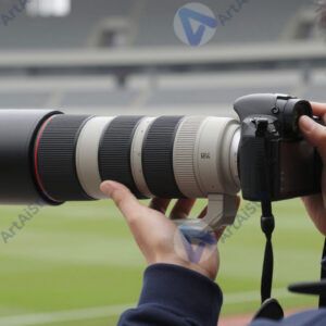 Камера с телеобъективом на стадионе