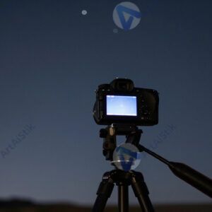 Камера на штативе ночью