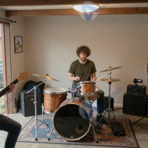 Группа музыкантов репетирует в гараже