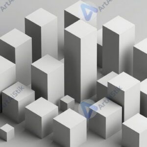 Абстрактный изометрический город из кубиков.