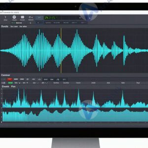 Экран компьютера с волновой формой звука в DAW.
