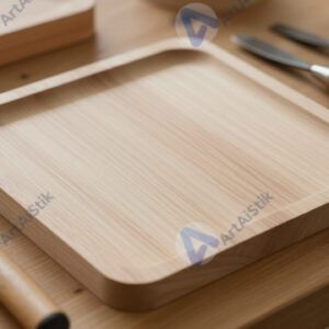 Стол с деревянными заготовками и инструментами для резьбы.