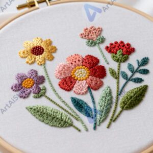 Пяльцы с вышивкой гладью