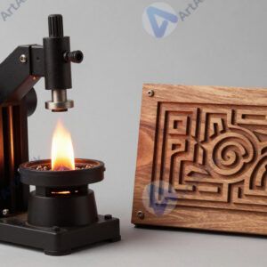 Аппарат для выжигания по дереву и узор на деревянной дощечке.