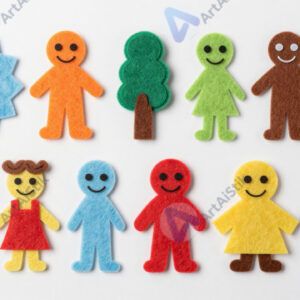 Набор цветного фетра и вырезанные фигурки для аппликации.