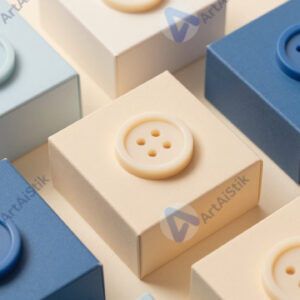 Коробочки с пуговицами разной формы и цвета.