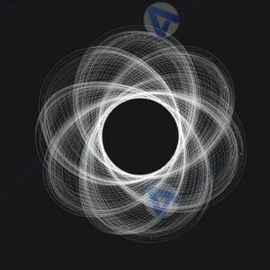 Абстрактная 3D‑форма из переплетённых линий и точек.