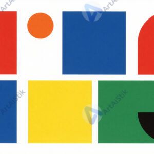 Абстрактный постер в стиле Баухаус, простые формы и первичные цвета. Абстрактный постер в стиле Баухаус