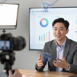 Человек проводит вебинар