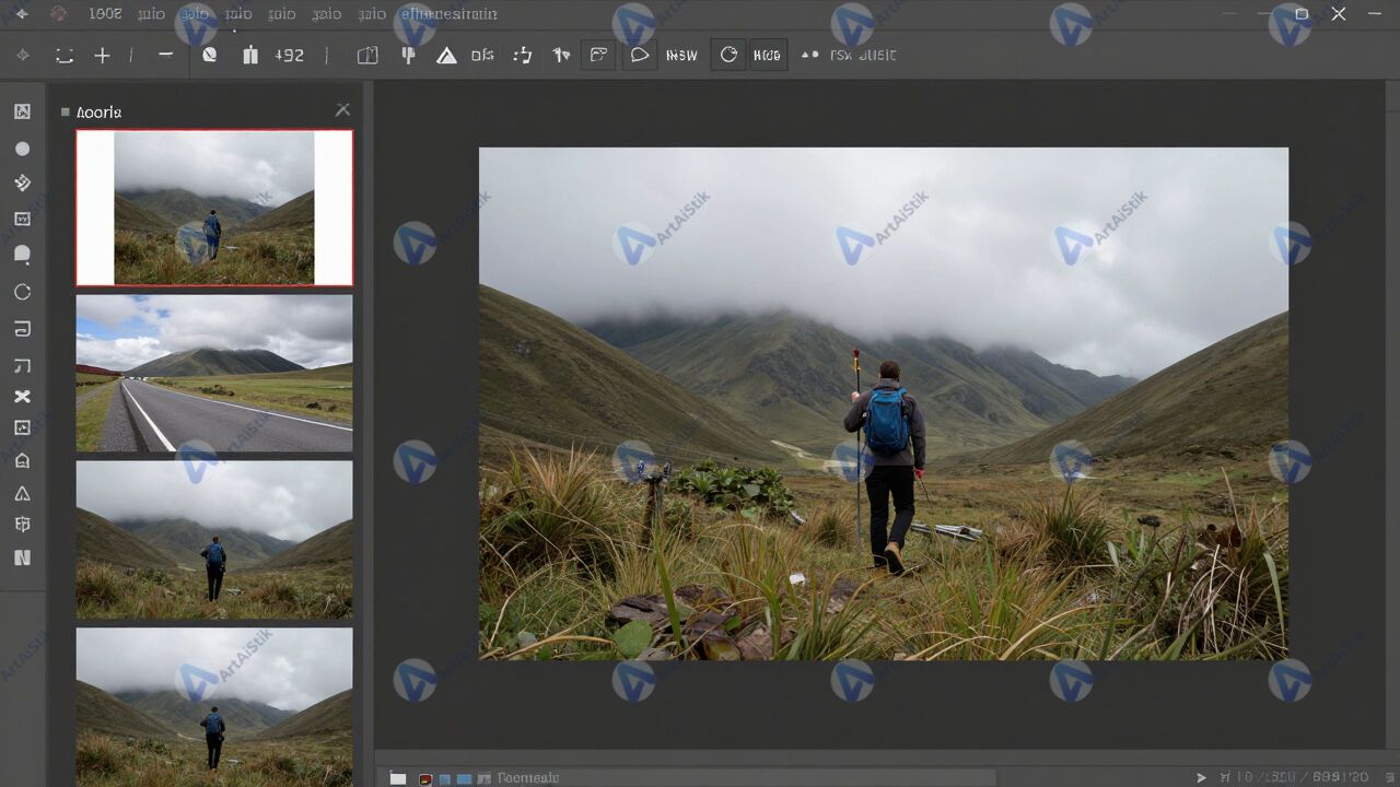 Снимок экрана редактора слайдов с миниатюрами слева. Снимок экрана редактора слайдов с миниатюрами слева.