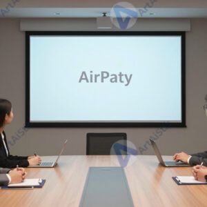 Экраны в переговорной показывают одинаковый слайд по AirPlay.
