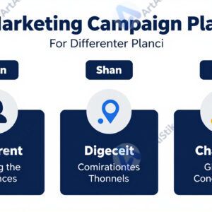 Слайд с планом маркетинговой кампании по разным каналам.