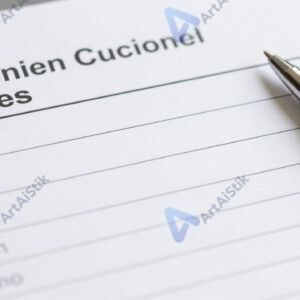 Бланк заявки с пустыми полями и ручкой сверху.