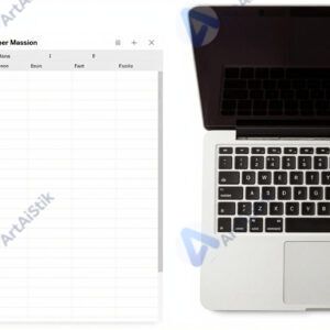 Электронная таблица на ноутбуке и распечатка рядом для сравнения.