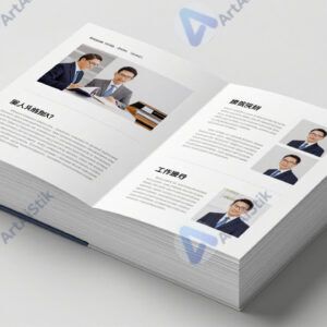 Стопка распечатанных презентаций в виде буклетов.