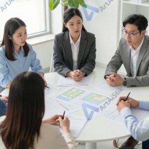 Команда сидит за круглым столом