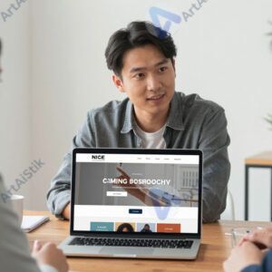 Три коллеги у ноутбука