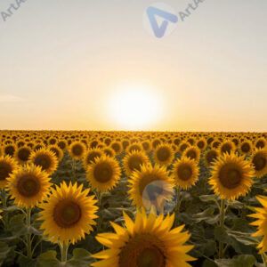 Поле подсолнухов до горизонта