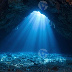 Подводная пещера с лучом света