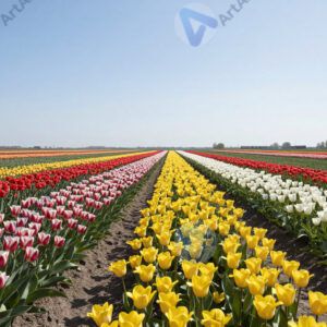 Тюльпаны рядами