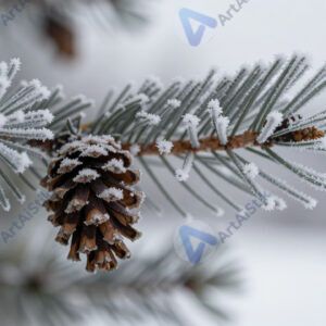 Хвойная ветка с шишкой