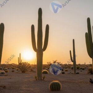 Группа кактусов в пустыне