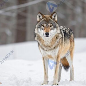 Волк в снегу