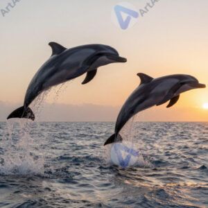 Дельфины выпрыгивают из волны