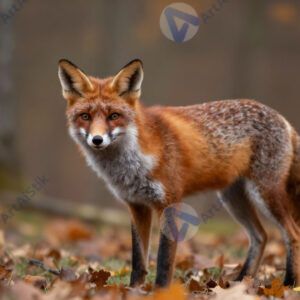 Лиса осенью в лесу