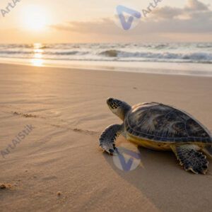 Черепаха на песчаном пляже