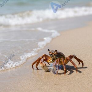Краб на песке у воды