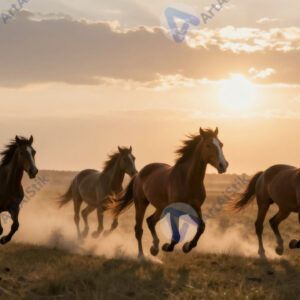 Лошади в степи галопом