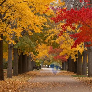 Осенний парк с клёнами