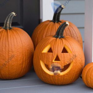 Тыквы осенью у крыльца