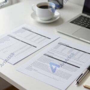 Офисные документы на столе с ноутбуком