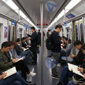 Вагон метро внутри с людьми